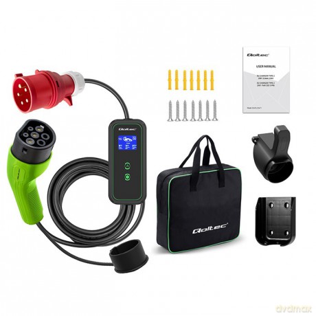 Mobilna ładowarka do samochodu elektrycznego EV z regulacją 2w1 Typ2 | 7kW | 230V | CEE 3 PIN | WiFi | LCD | Przenosna | Wallbox | 5m