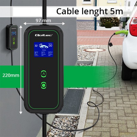 Mobilna ładowarka do samochodu elektrycznego EV z regulacją 2w1 Typ2 | 7kW | 230V | CEE 3 PIN | WiFi | LCD | Przenosna | Wallbox | 5m