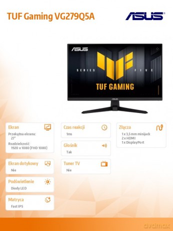 Monitor 27 cali VG279Q5A TUF5 200Hz 0.3MS 2HDMI DP