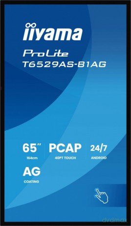 Monitor 65 cali T6529AS-B1AG VA,4K,HDMIx2,USB-C,RJ45,2x10W,WiFi, Android 14, Signal FailOver, Whiteboard, iiSignage2 (CMS), iiControl (DMS), iiS