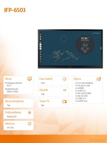 Monitor wielkoformatowy IFP-6503 4K