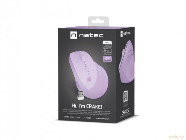 Mysz bezprzewodowa wertykalna Crake 2 Pure Lavender