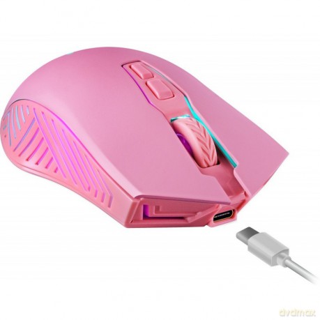 Mysz gamingowa bezprzewodowa PANDORA RF 3200DPI 7P różowa