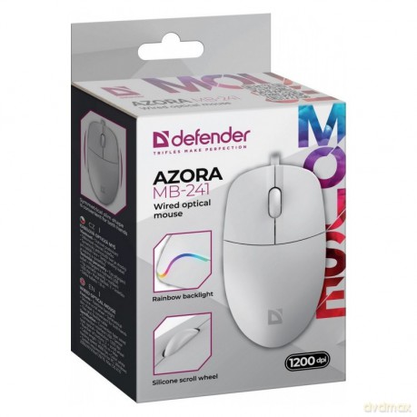 Mysz przewodowa AZORA MB-241 1200 DPI biała podświetlenie