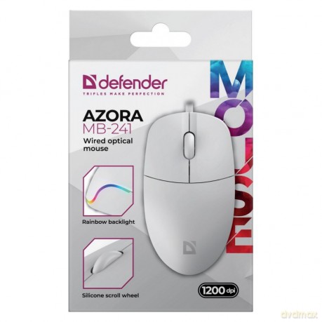 Mysz przewodowa AZORA MB-241 1200 DPI biała podświetlenie