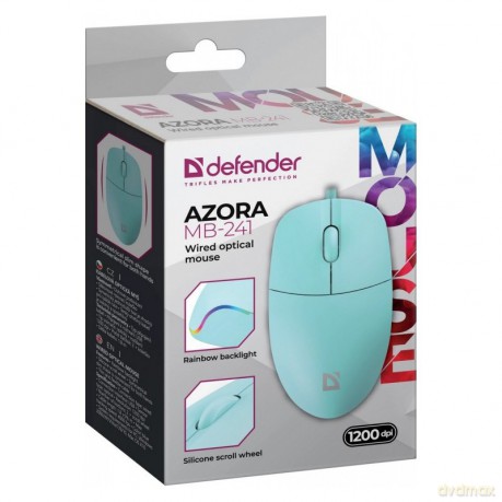 Mysz przewodowa AZORA MB-241 1200 DPI miętowa podświetlenie
