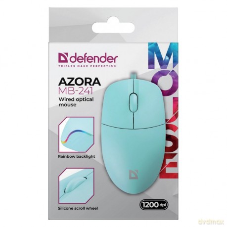 Mysz przewodowa AZORA MB-241 1200 DPI miętowa podświetlenie