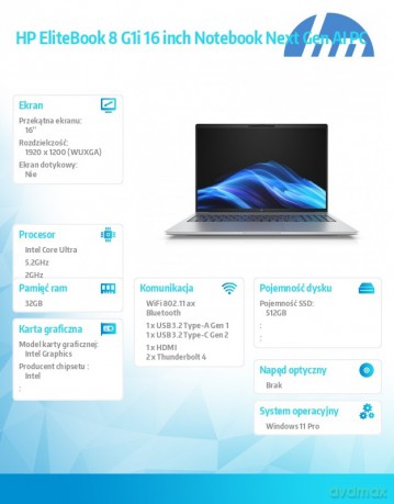 Notebook EliteBook 8 G1i U7-255U 512GB/32GB/W11P/16.0 C51M2ET