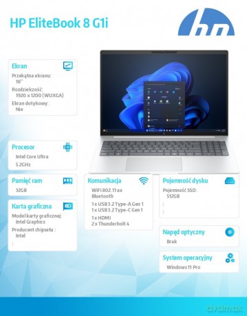 Notebook EliteBook 8 G1i U7-255U 512GB/32GB/W11P/16cali C51LXET