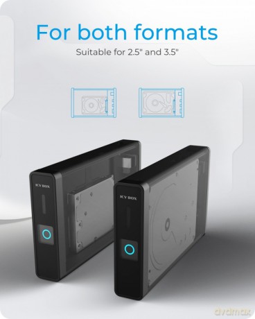 Obudowa IB-382H-C31 2,5/3,5 HDD z wbudowanym HUB 1xUSB-C, 2xUSB -A, 12V2A