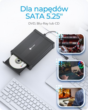 Obudowa IB-525-U3 1x5,25 SATA DVD/Blue-Ray, czarna