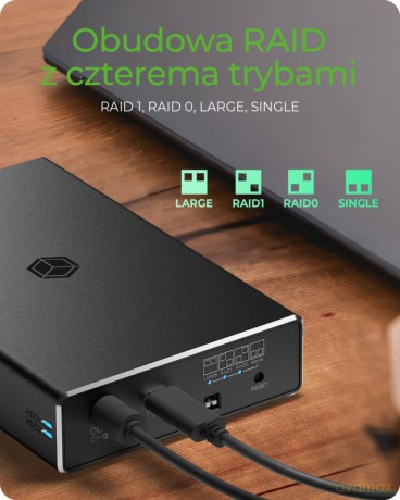 Obudowa IB-RD2253-C31 zew. Raid dla 2,5 SATA HDD na USB 3.2 Gen 2, RAID 0,1, SINGLE, LARGE