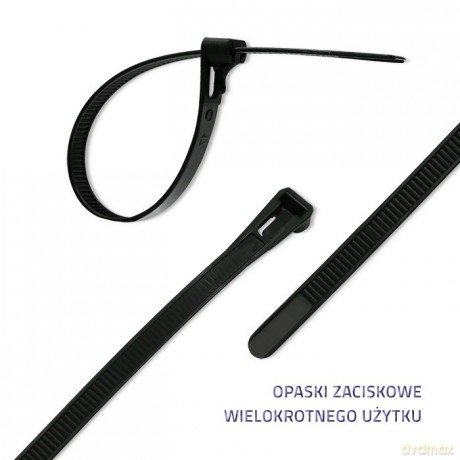 Opaski zaciskowe wielorazowe/trytytki | 7.2350mm | Nylon UV | Czarne