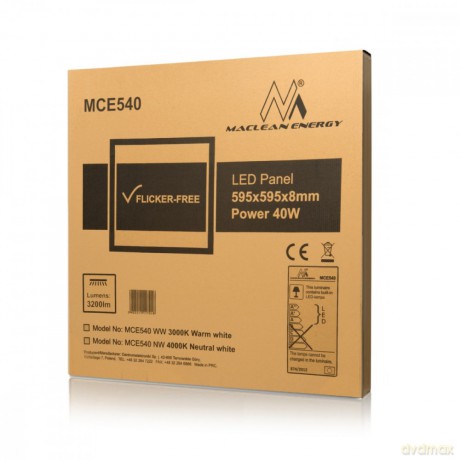Panel Led sufitowy 40W 3200lm MCE540 WW