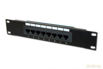 Patch panel 10" 8 portów, kat.5e, U/UTP, 1U, czarny (kompletny)