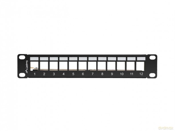 Patch Panel 12 Port 1U 10 cali FTP z organizatorem do modułów keystone czarny