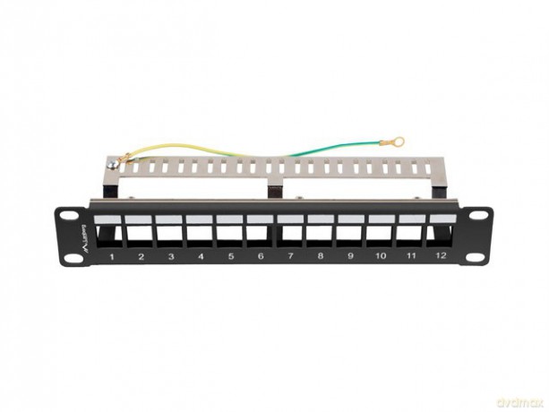 Patch Panel 12 Port 1U 10 cali FTP z organizatorem do modułów keystone czarny