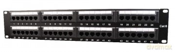 Patch Panel 24 Porty 1U 19'' Kat.6 ekran z funkcją organizacji kabli czarny