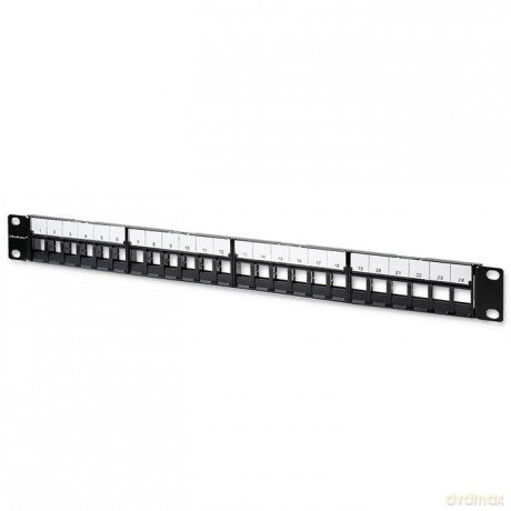 Patch panel do szaf RACK 19" | 24 porty | 1U | UTP | Czarny