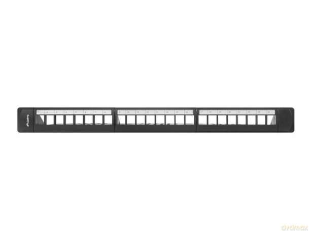 Patch panel pusty 24 porty 1U 19 cali czarny z organizerem do modułów keystone