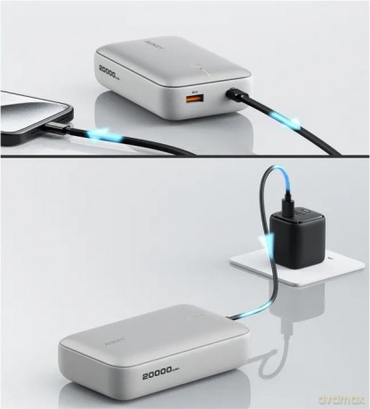 PB-Y57 White Mini PowerBank 20000mAh 22.5W 2xUSB PD 3.0 QC 3.0 LED