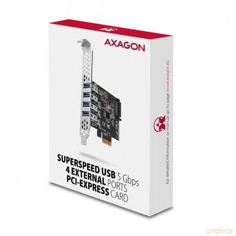 PCEU-43RS Kontroler PCIe 4x port USB 3.2 GEN 1, UASP, chipset Renesas, 15-pin SATA zasilacz, dual power