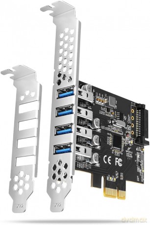 PCEU-43RS Kontroler PCIe 4x port USB 3.2 GEN 1, UASP, chipset Renesas, 15-pin SATA zasilacz, dual power