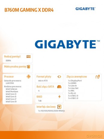 Płyta główna B760M GAMING X DDR4 s1700 DDR4 DP/HDMI mATX