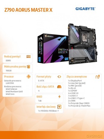 Płyta główna Z790 AORUS MASTER X s1700 4DDR5 USB/DP E-ATX