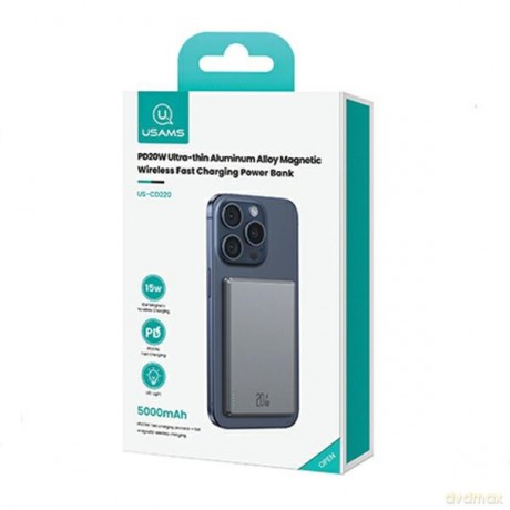 Powerbank indukcyjny 5000mAh MagSafe Fast Charging PD 20W Szary