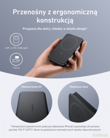 Powerbank indukcyjny MagGo 10000mAh czarny