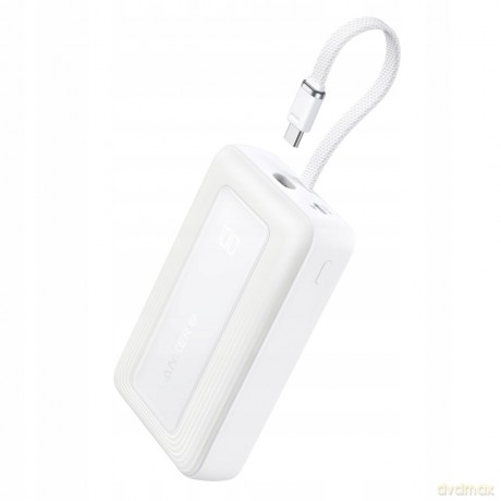 Powerbank ZOLO 20000mAh 30W wbudowany kabel USB-C, biały