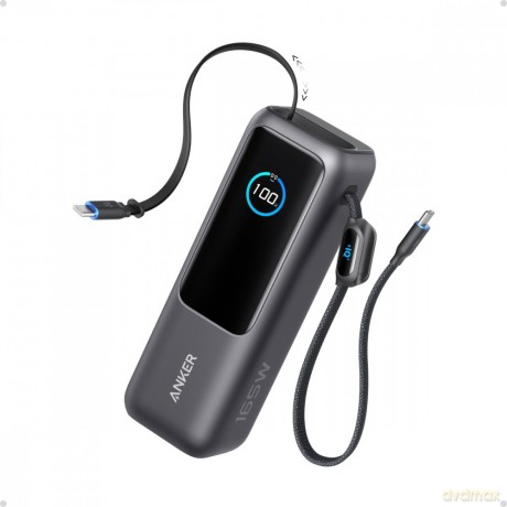 Powerbank ZOLO 25000mAh 165W wbudowany kabel USB-C szary