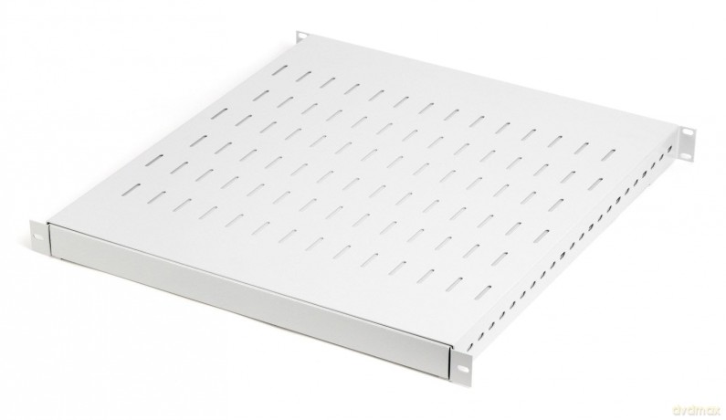 Półka do szaf regulowana 19 cali, 1U, gł. 500-900 mm, nośność 100kg, mocowanie w 4 punktach, szara, śruby w komplecie