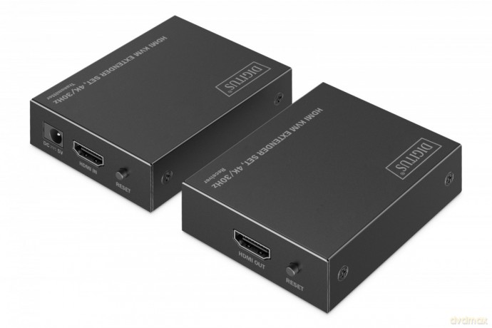 Przedłużacz (extender) po skrętce kat.6 HDMI 4K/30Hz z KVM USB 1.1 do 40m/70m, max. 253 odbiorniki, sterowanie IR - zestaw (odbiornik/nadajnik)