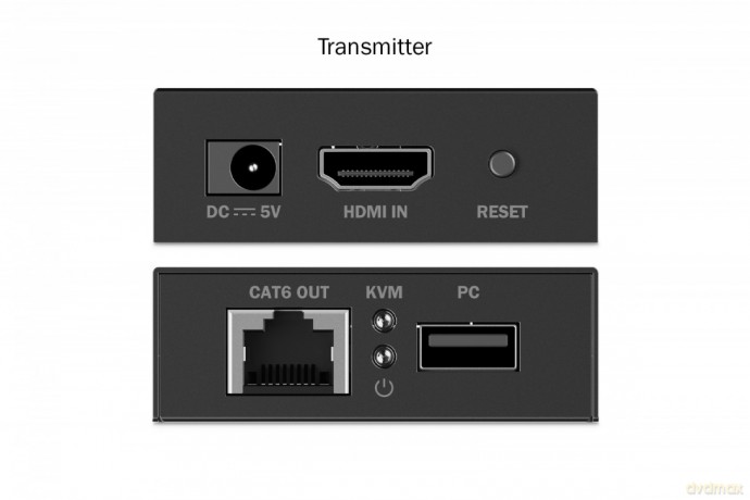 Przedłużacz (extender) po skrętce kat.6 HDMI 4K/30Hz z KVM USB 1.1 do 40m/70m, max. 253 odbiorniki, sterowanie IR - zestaw (odbiornik/nadajnik)