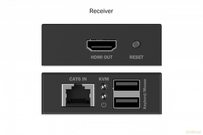 Przedłużacz (extender) po skrętce kat.6 HDMI 4K/30Hz z KVM USB 1.1 do 40m/70m, max. 253 odbiorniki, sterowanie IR - zestaw (odbiornik/nadajnik)