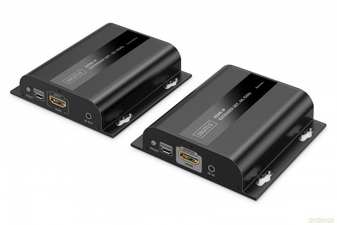 Przedłużacz (extender) po skrętce kat.6 HDMI 4K/60Hz przez IP 1G lub do 120m/200m, max. 253 odbiorniki, sterowanie IR - zestaw (odbiornik/nadajnik)