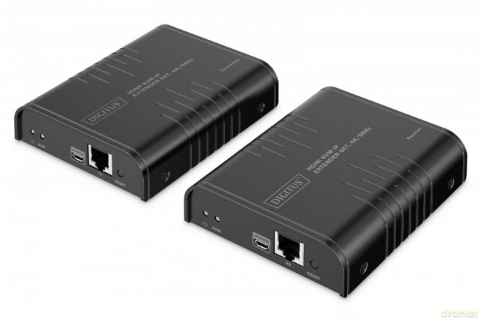 Przedłużacz (extender) po skrętce kat.6 HDMI 4K/60Hz z KVM USB 2.0 przez IP 1G lub do 120m/200m, max. 253 odbiorniki, ekran dotykowy - zestaw