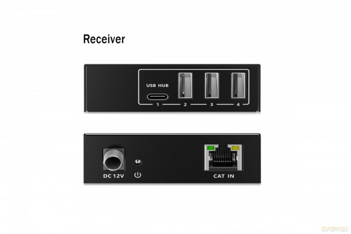 Przedłużacz (extender) po skrętce kat.6A USB 3.1 Gen1 do 100m, 3x USB-A, 1x USB-C do 5 Gbps, 1x RJ45 (Gigabit Ethernet) - zestaw (odbiornik/nadajnik)