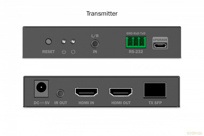 Przedłużacz (extender) światłowodowy HDMI 4K/60Hz przez IP 1G lub do 40km/300m, HDMI Loop-Out, sterowanie IR - zestaw (odbiornik/nadajnik)