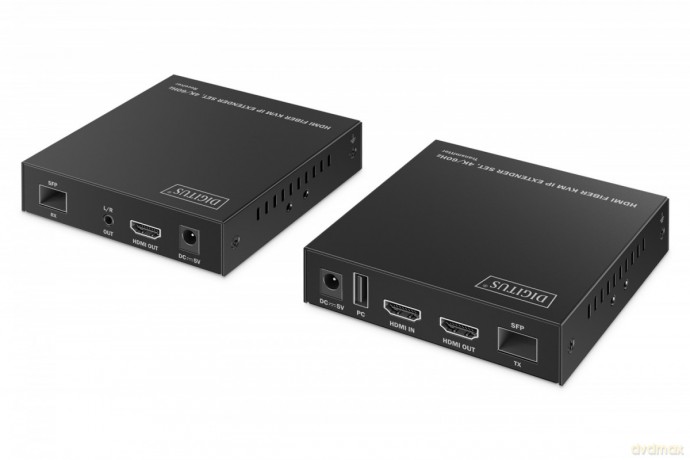 Przedłużacz (extender) światłowodowy HDMI 4K/60Hz z KVM USB 1.1 przez IP 1G lub do 40km/300m, max. 253 odbiorniki, HDMI Loop-Out, Audio - zestaw