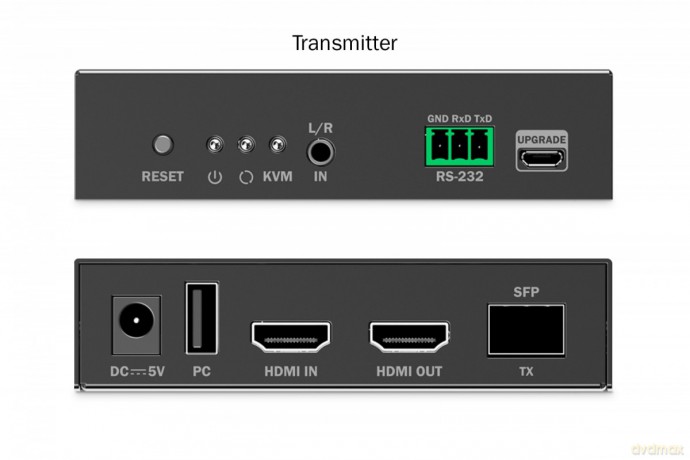 Przedłużacz (extender) światłowodowy HDMI 4K/60Hz z KVM USB 1.1 przez IP 1G lub do 40km/300m, max. 253 odbiorniki, HDMI Loop-Out, Audio - zestaw