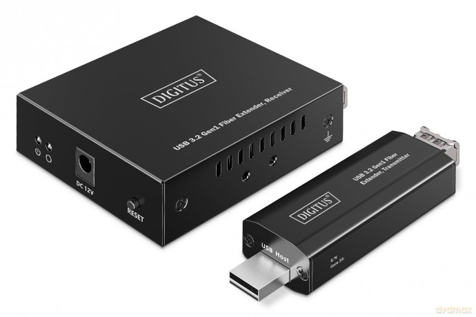 Przedłużacz (extender) światłowodowy USB 3.2 Gen1 do 300m, 3x USB-A, 1x USB-C do 5 Gbps, (LC multi-mode) - zestaw (odbiornik/nadajnik)
