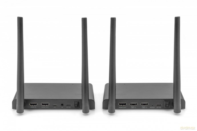 Przedłużacz/Extender KVM HDMI+USB bezprzewodowy 150m UHD 4K60Hz (zestaw)