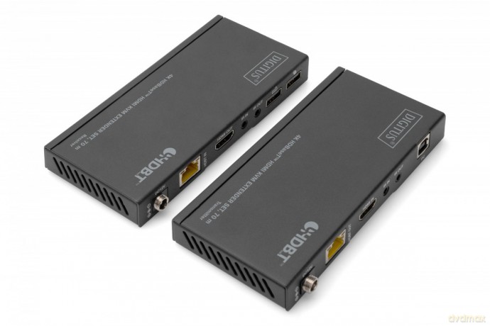 Przedłużacz/Extender KVM HDMI+USB HDBaseT 70m 4K30Hz HDCP 2.2 PoC (Power over Cable) audio IR zestaw