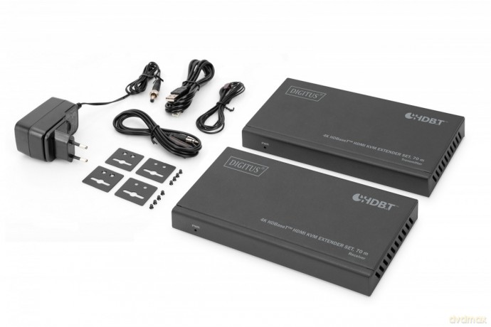 Przedłużacz/Extender KVM HDMI+USB HDBaseT 70m 4K30Hz HDCP 2.2 PoC (Power over Cable) audio IR zestaw