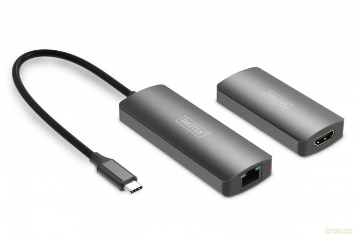 Przedłużacz/Extender USB-C - HDMI 30m po skrętce Cat.6 4K120Hz HDCP 2.3 (zestaw)