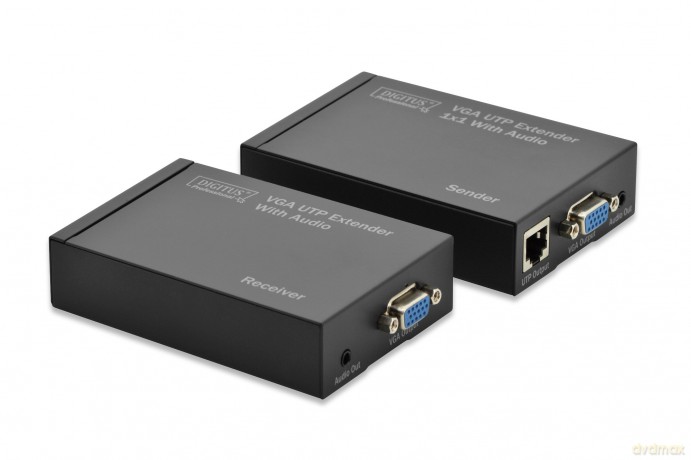 Przedłużacz/Extender VGA do 300m po skrętce Cat.5e UTP, 1920x1200p 60Hz WUXGA, z audio (zestaw)