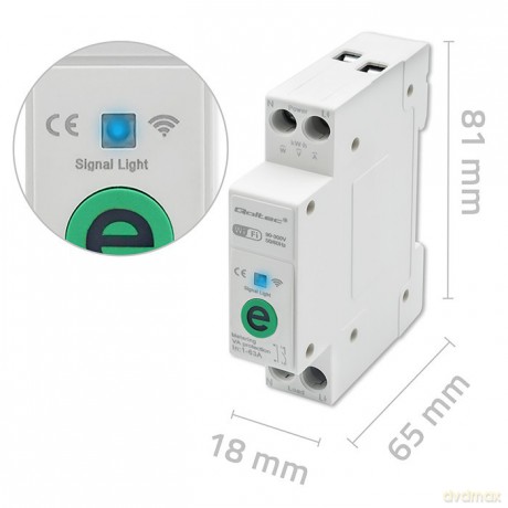 Przekaźnik 63A na szynę DIN z licznikiem energii elektrycznej | eWeLink od Sonoff | Wi-Fi | Dioda LED